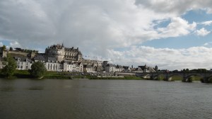 View across the river to 'Les Fleurons' (just to the right of the second tree in the photo) and the Château d'Amboise. 